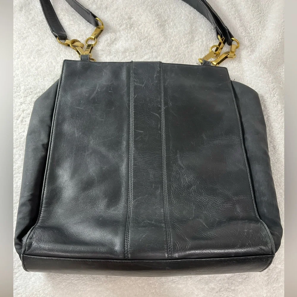 Mark Cross Vintage New York Black Leather Tote /Shoulder Bag